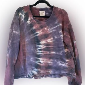 Chaser Tops | Chaser Womens Mika Tie Dye Pullover Sweatshirt Purple Berry M